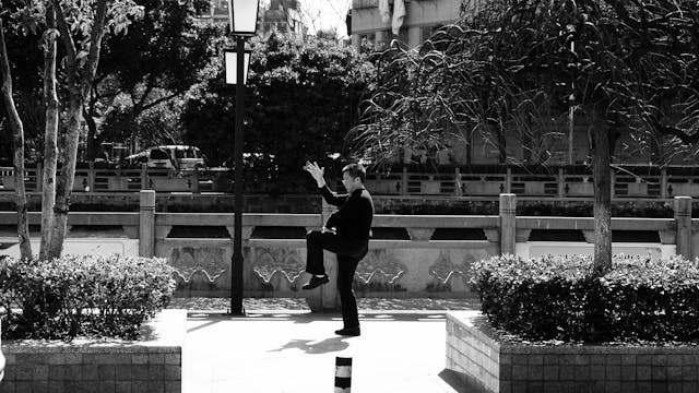 man practicing tai chi