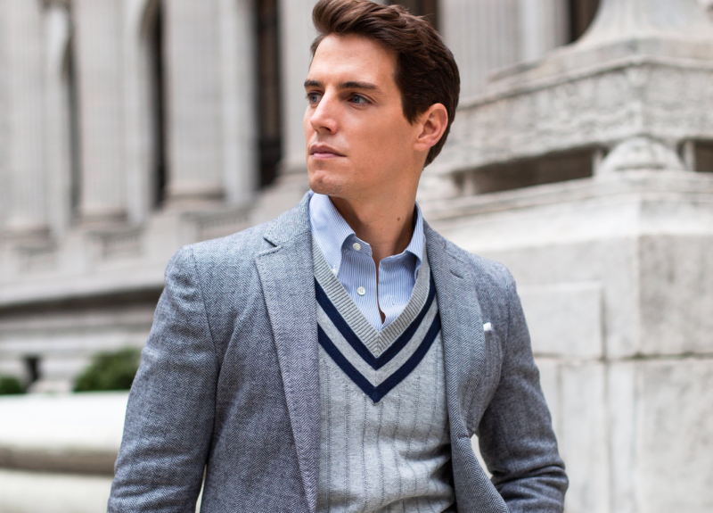 Someone wearing the Brooks Brothers Herringbone Knit Sport Coat.