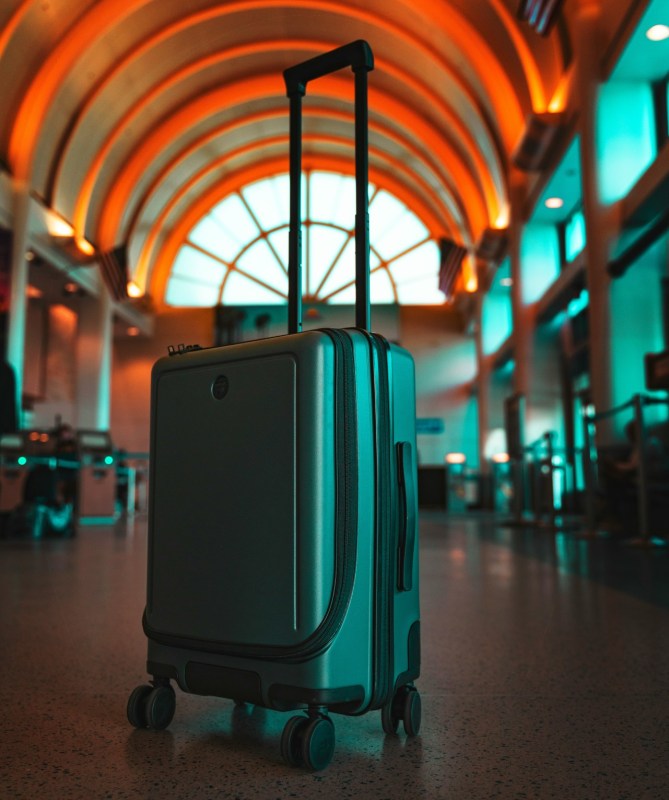 luggage in airport terminal