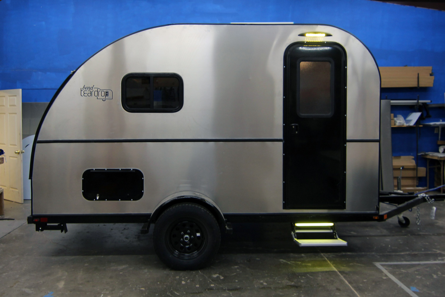 Side view of Bend Teardrop's new Tall Boy Stand-in teardrop travel trailer.