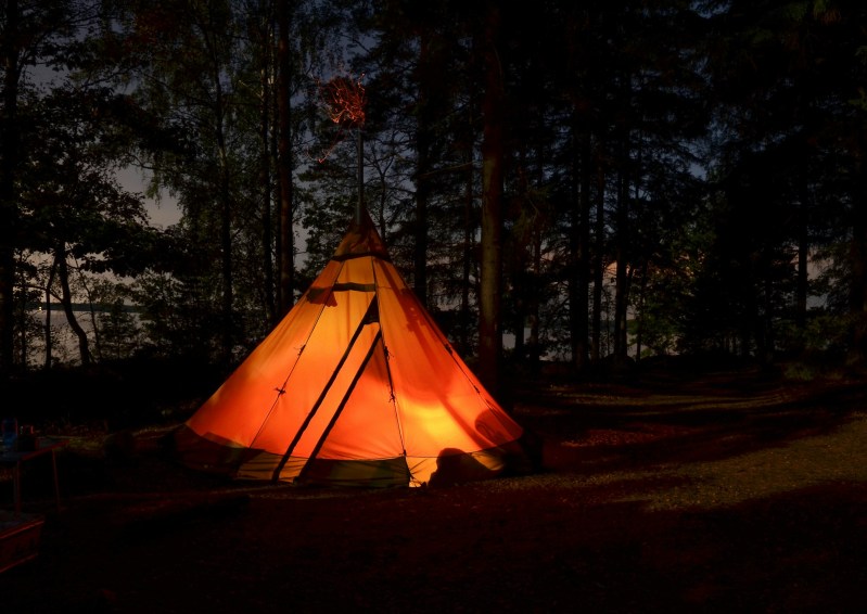 Camping at night