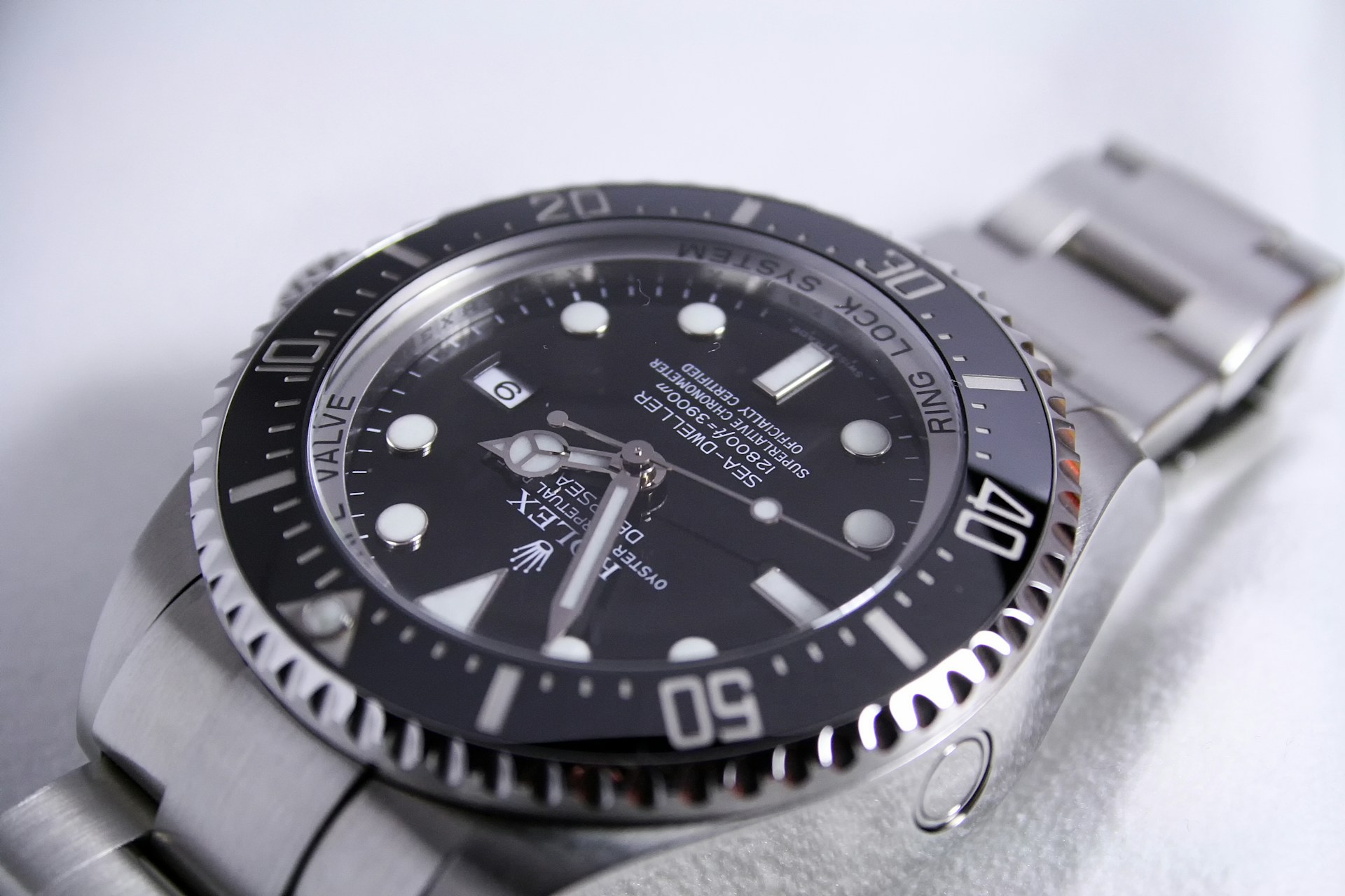 silver Rolex Sea-Dweller watch