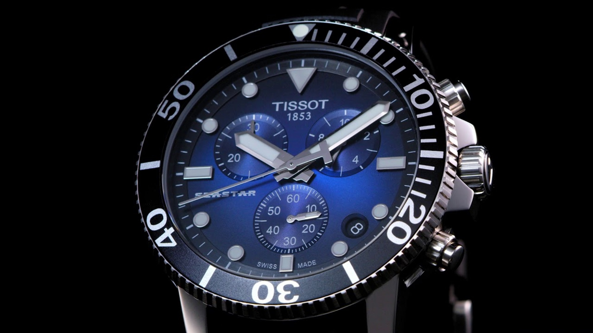 Tissot watch in dark