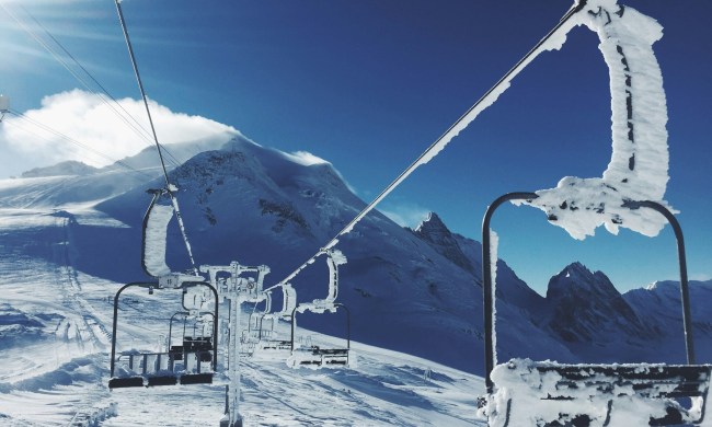 Frozen chairlift in Tignes, Rhone-Alps, France