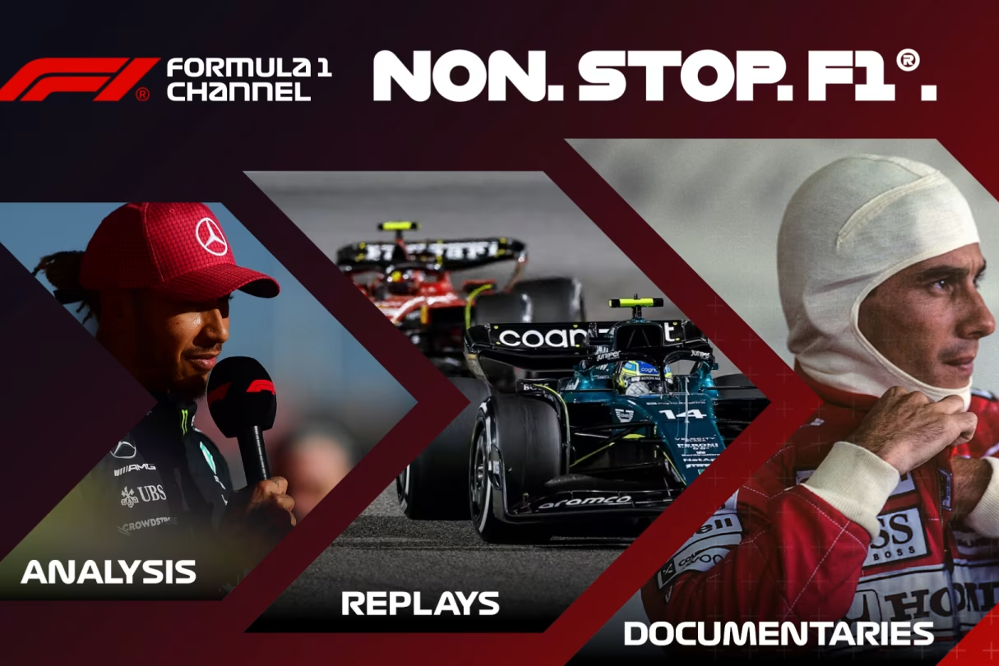 F1 graphics for Formula 1 streaming channel content.