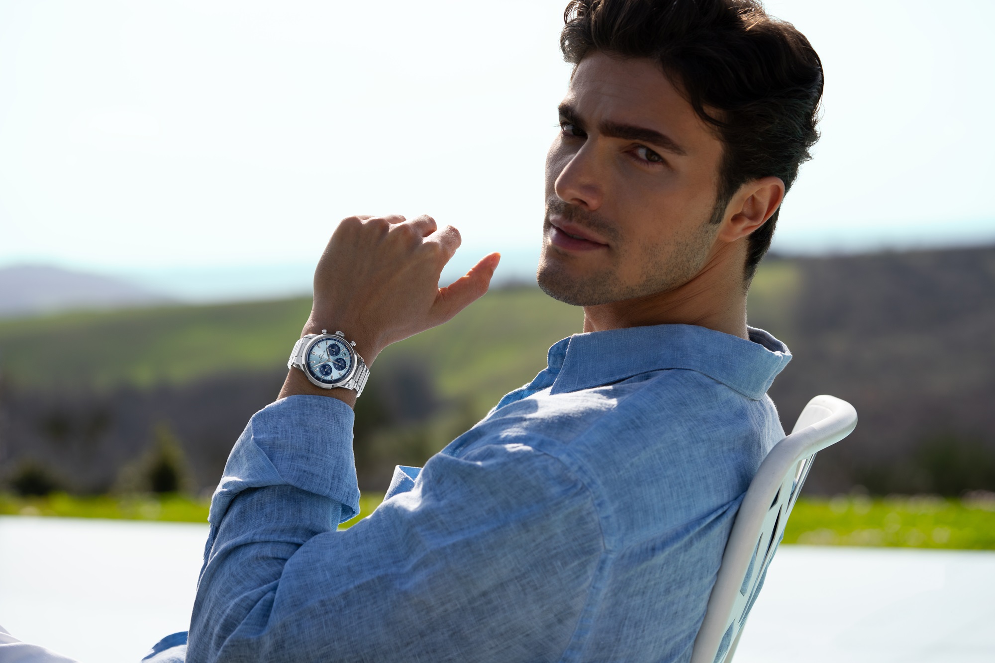 Norqain Freedom Collection sky blue dial on model