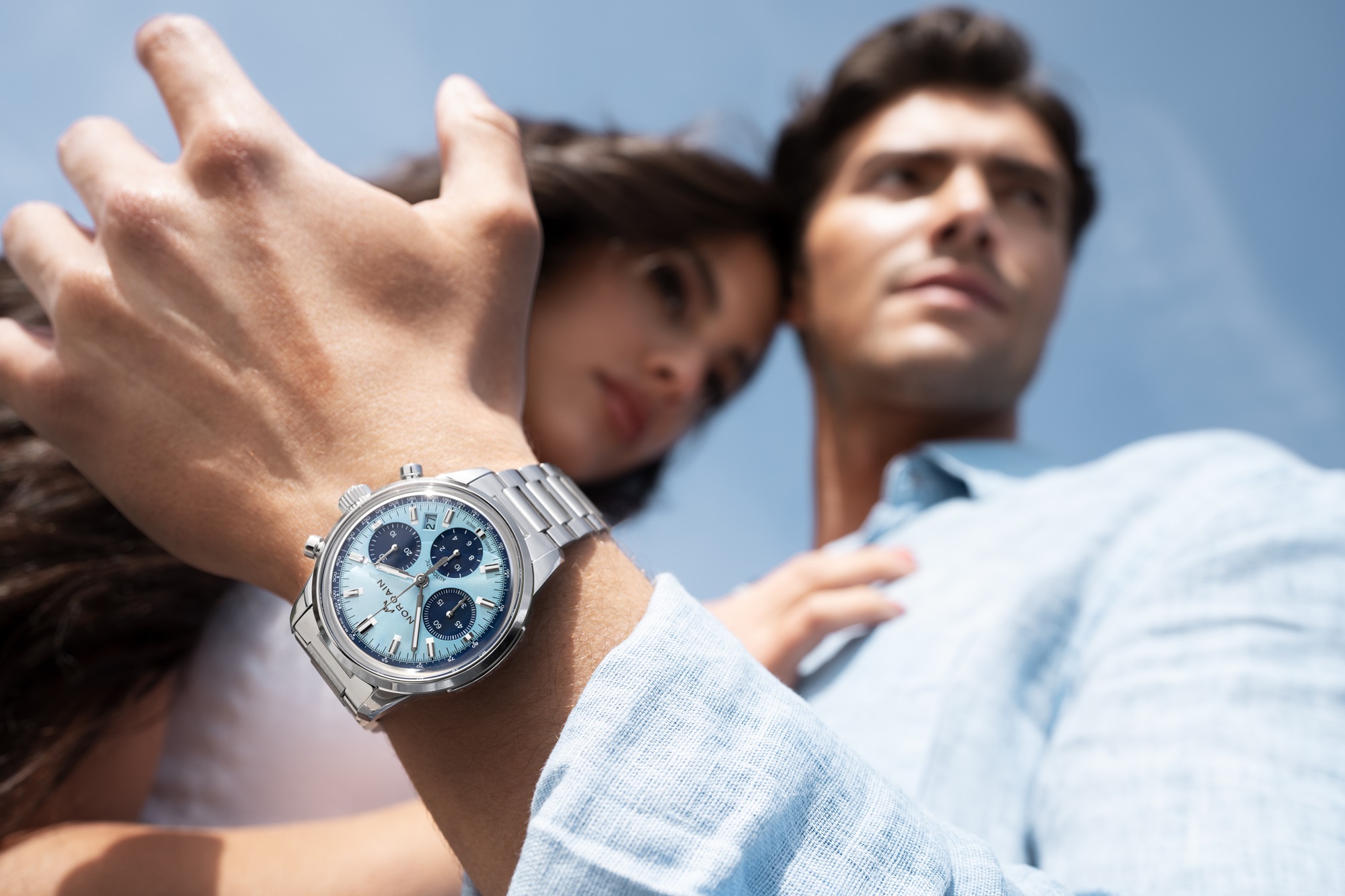 Norqain Freedom Collection sky blue dial on model