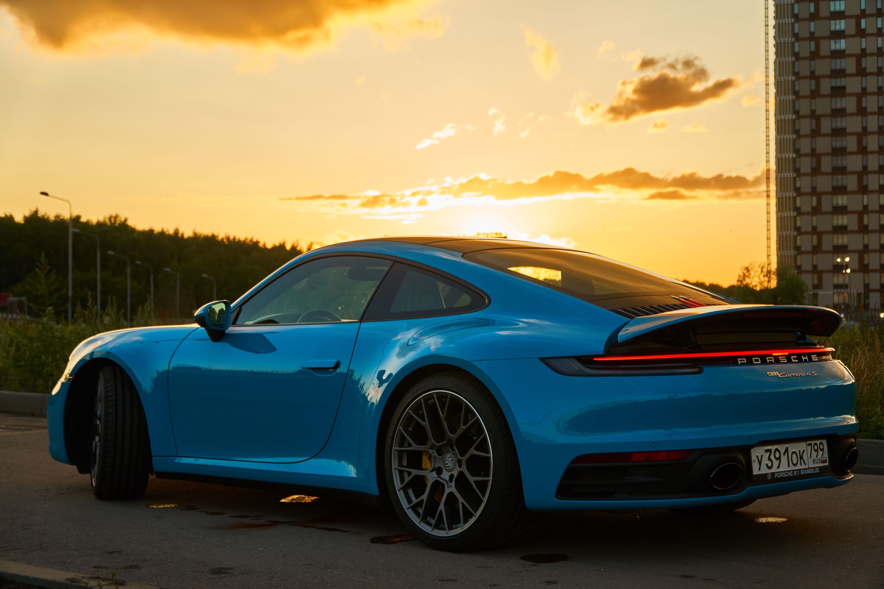 Porsche 911 carrera at sunset