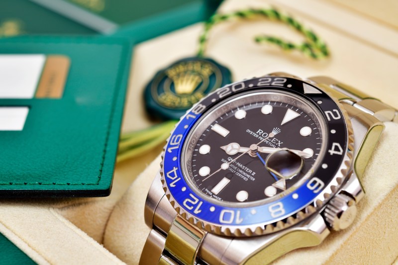 Rolex GMT-Master II "Batman"40mm with blue-black bezel Steel Ceramic Men's Wrist watch on Rolex green box crown logo