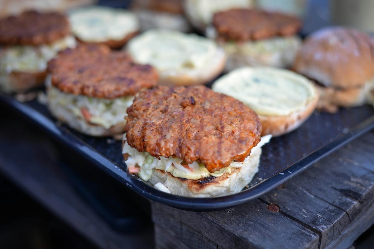 burgers on a grill