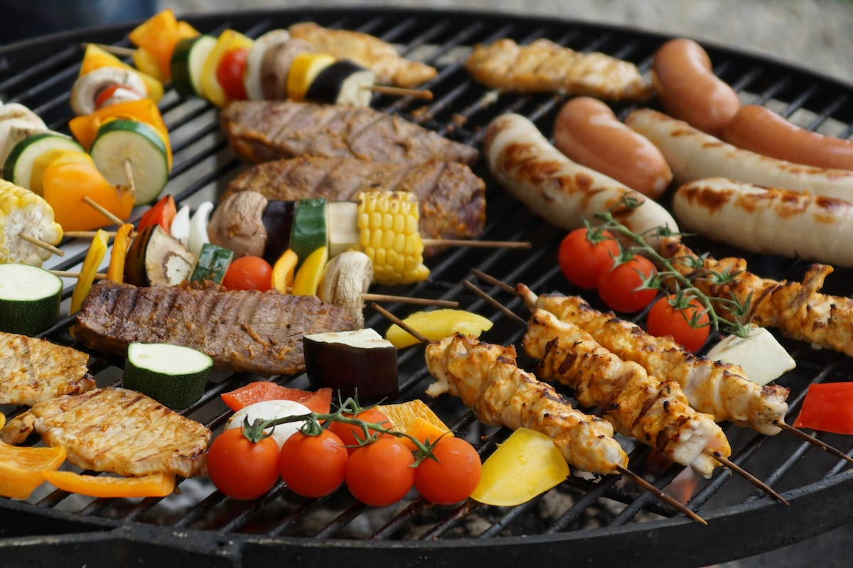 skewers on a grill