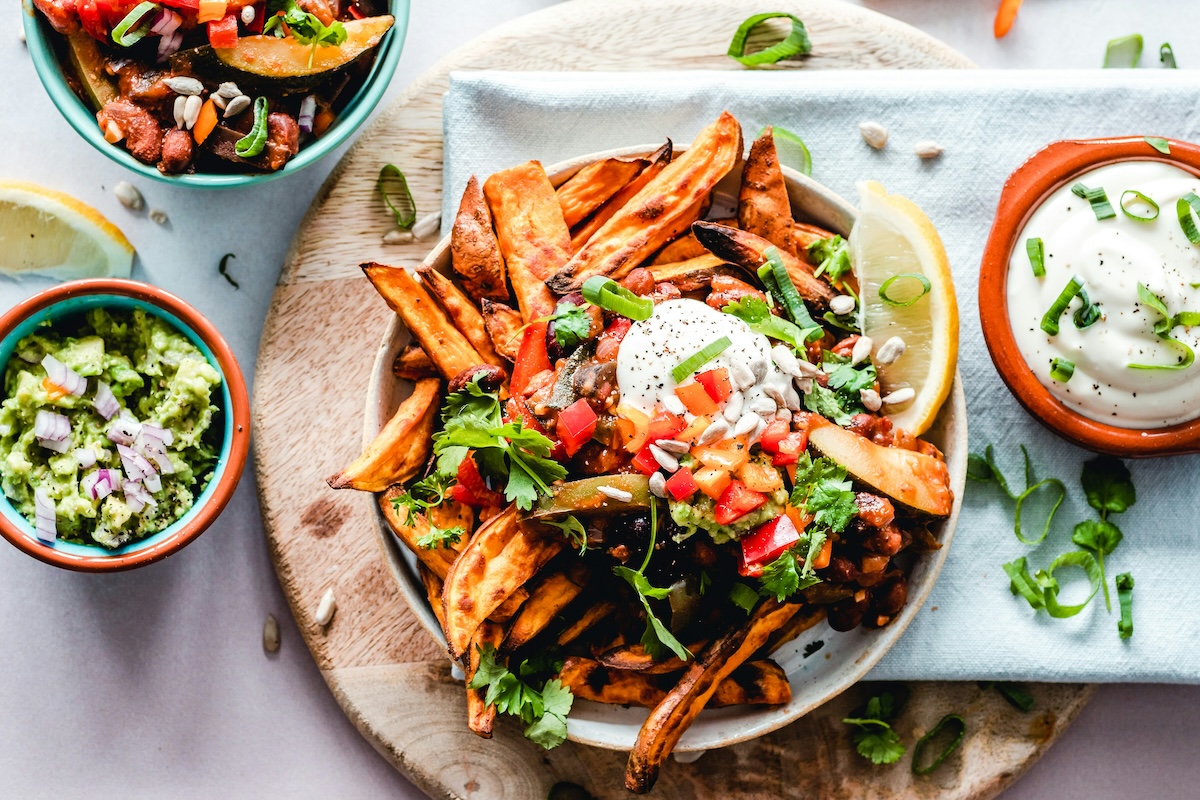 sweet potato fries and dips