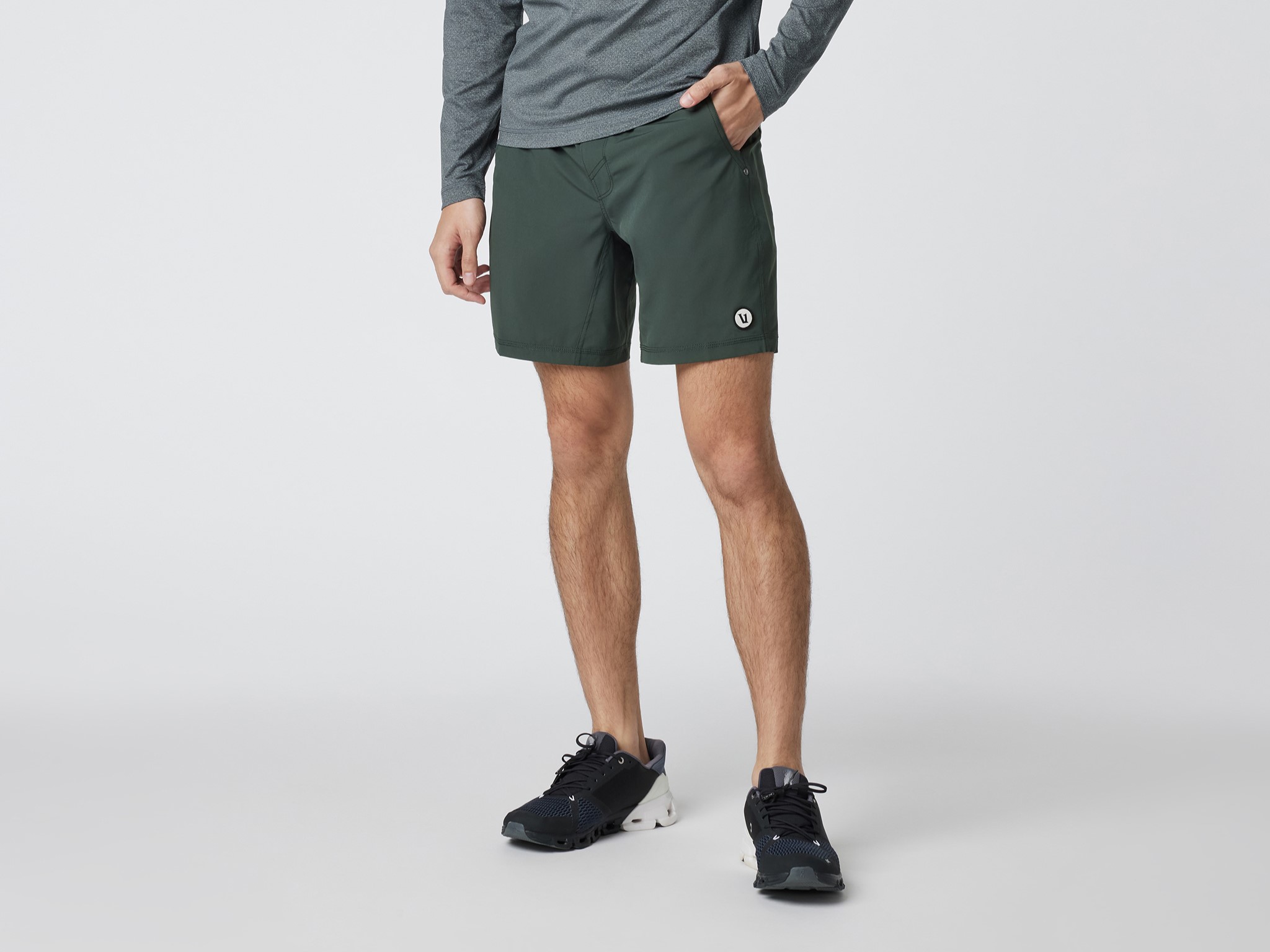 Man wearing Vuori Kore shorts with outfit