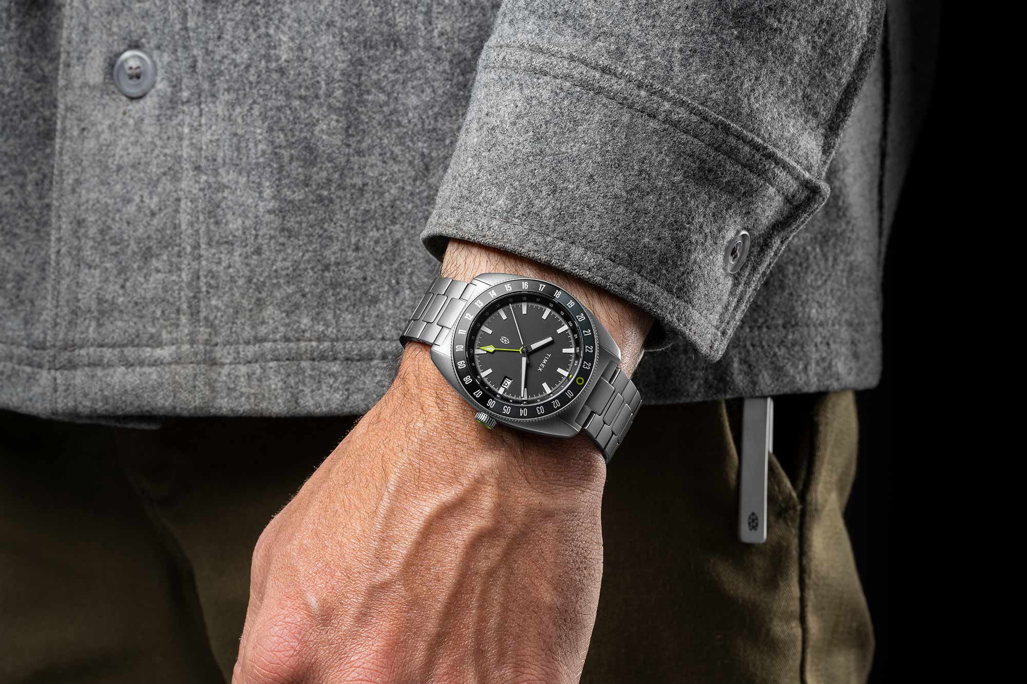 Timex x The James Brand automatic GMT on wrist