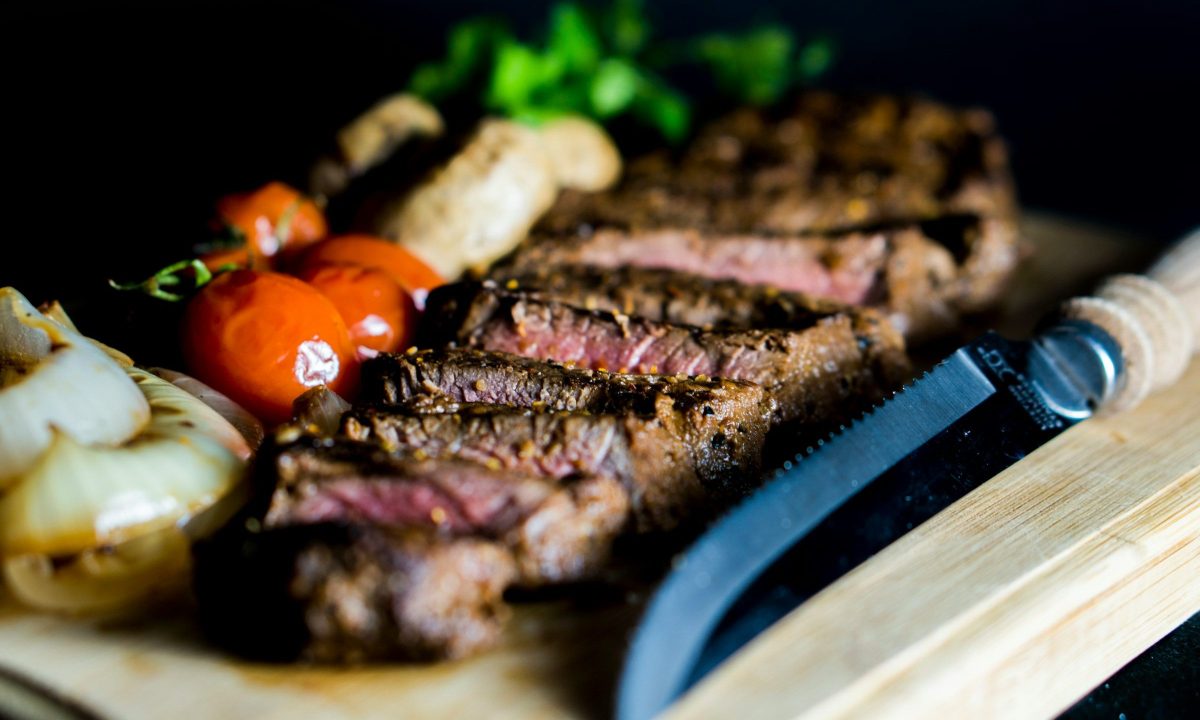 Steak on a cutting board