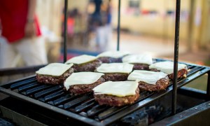 Burgers on a grill