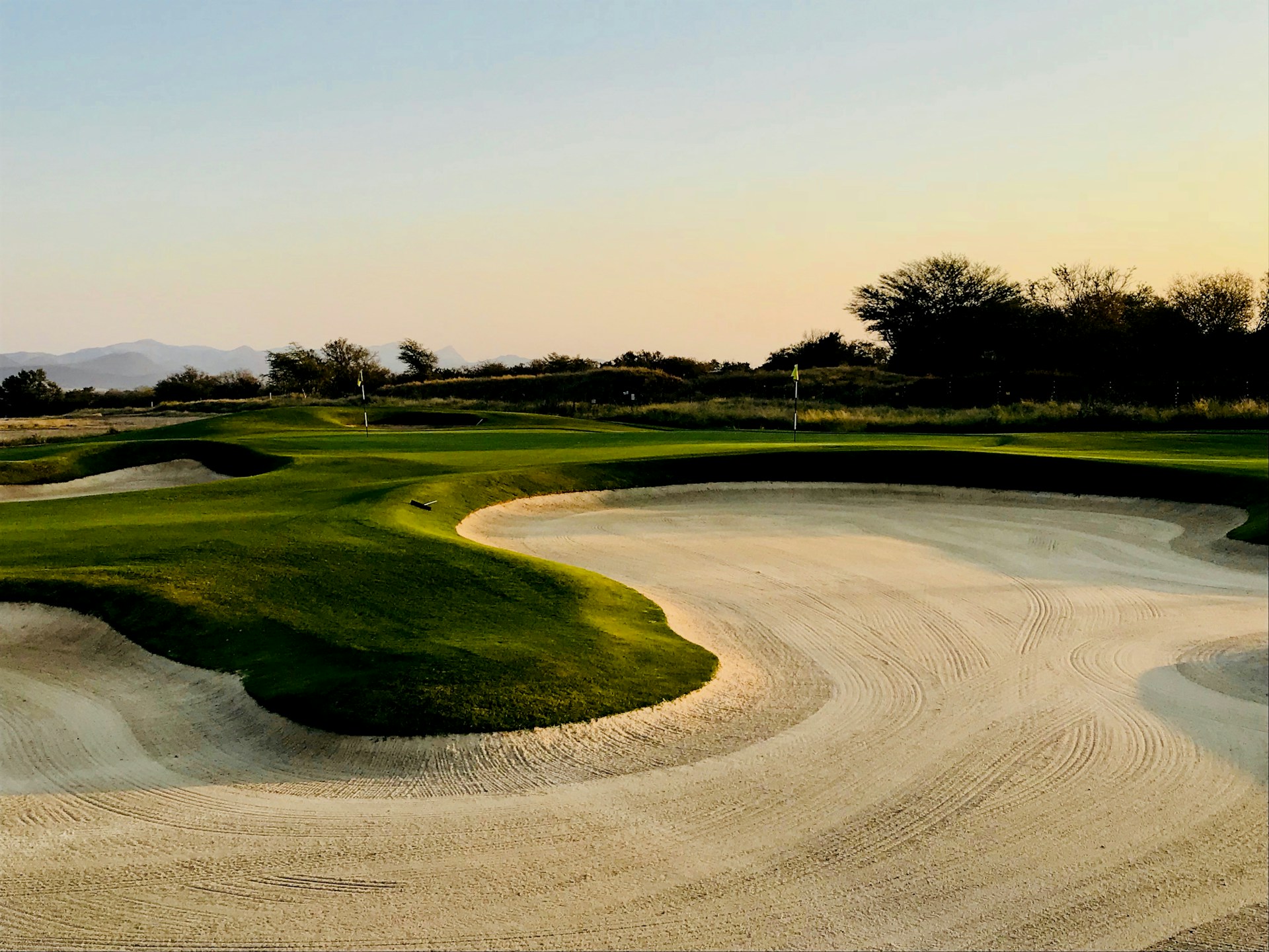 A view of a golf course without anyone playing.