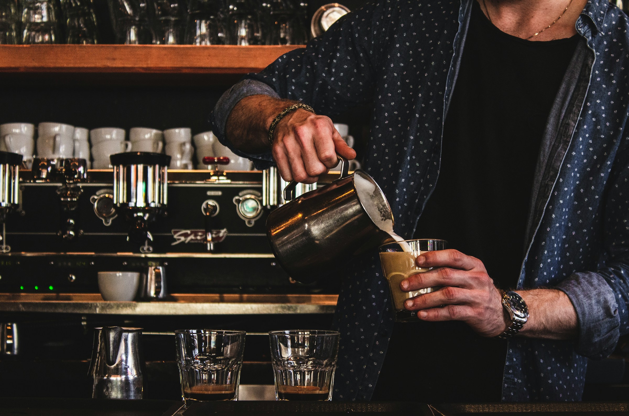 Barista preparing drink