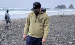 The author wearing the wearing the Royal Robbins Merced Anorak on the Oregon coast.