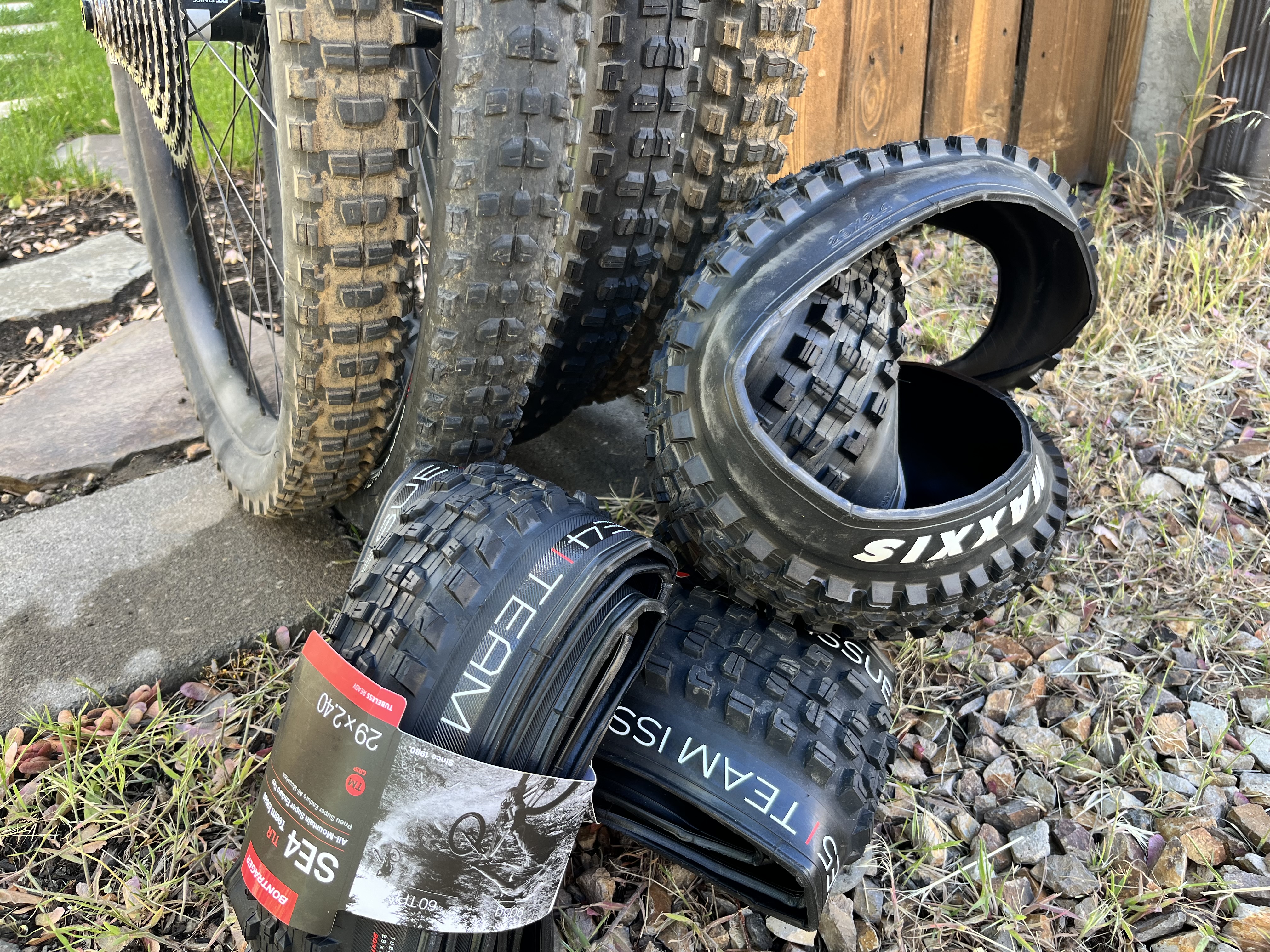 Many different mountain bike tire options