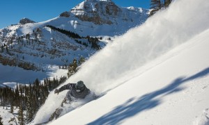 Powder day snowboarding at Jackson Hole