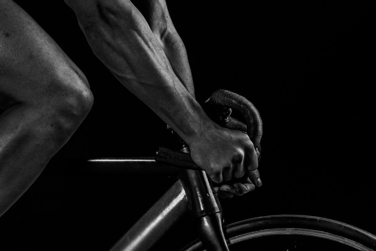 a man on a stationary bike