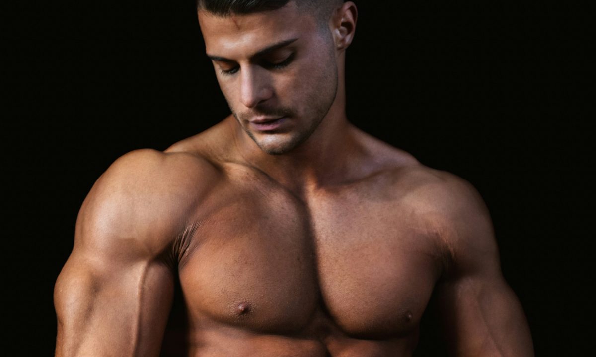 Man with strong chest and triceps