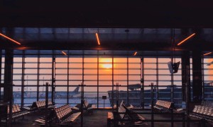 Airport terminal sunrise