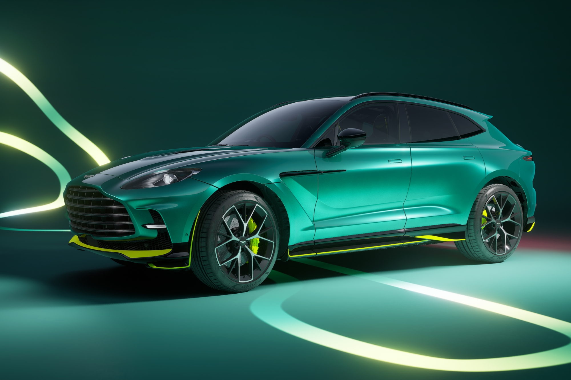 Aston Martin DBX707 AMR24 Edition left front three-quarter view.