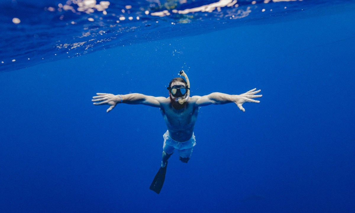 Deep blue water snorkeling