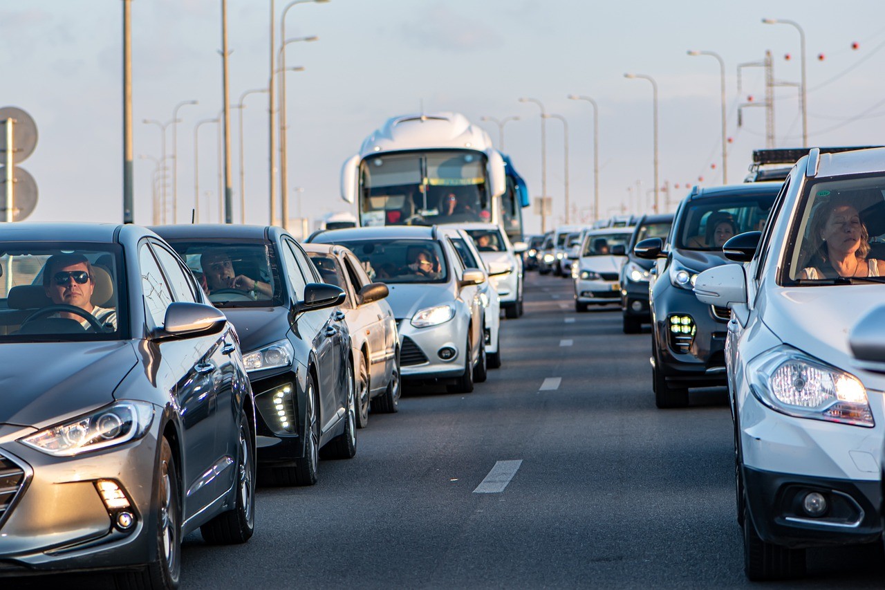 Congested traffic on highway