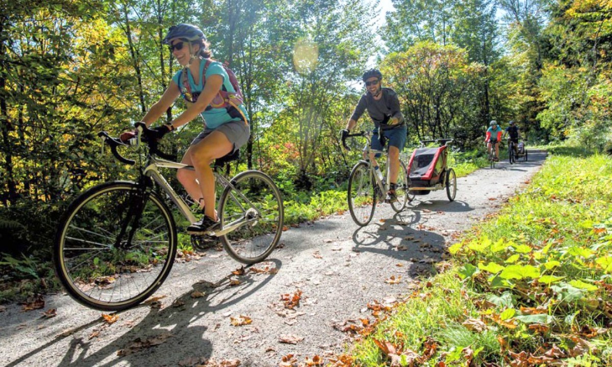 Cyclists on Lamoille Valley Rail Trail