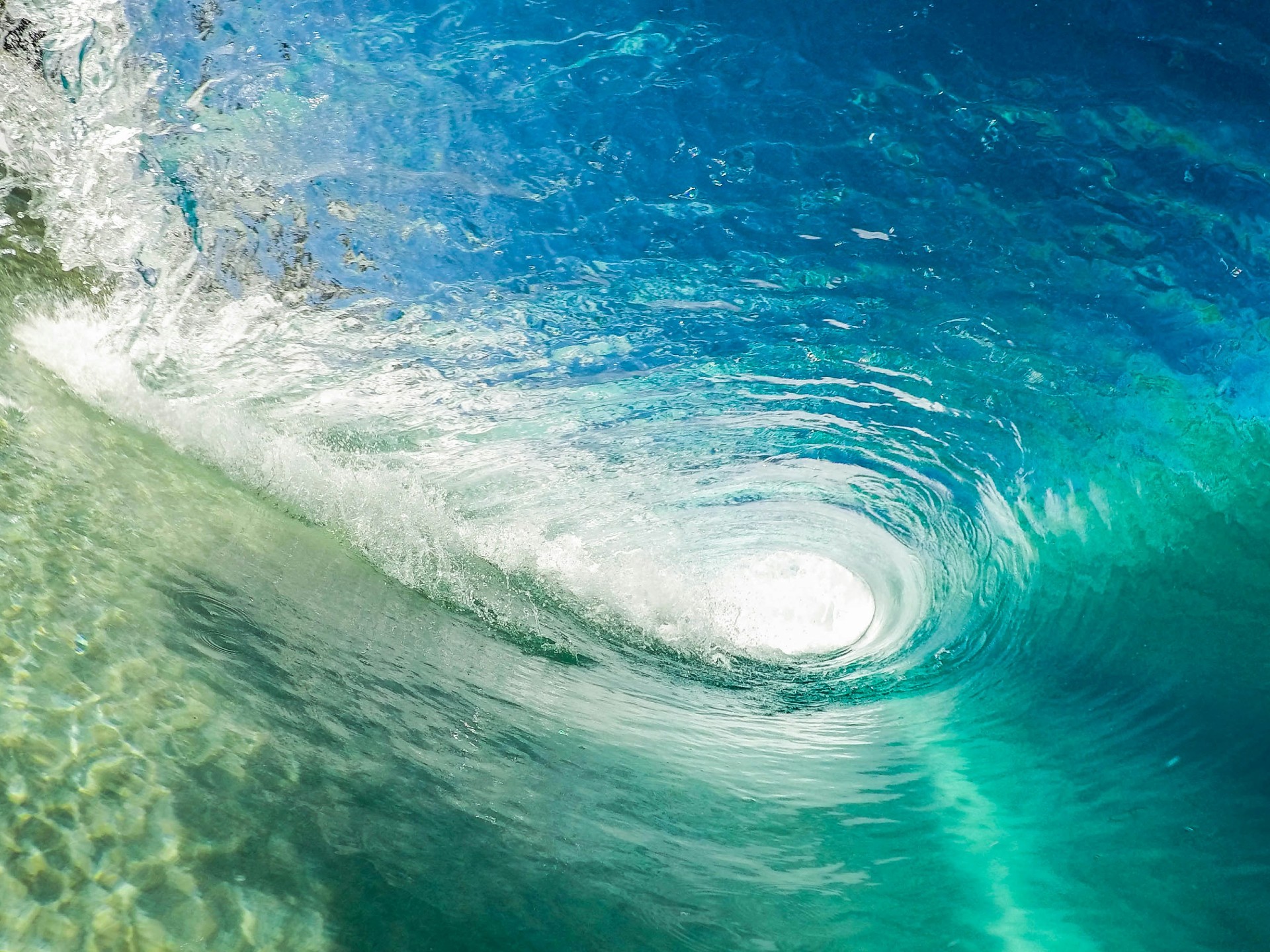 Barelling wave in Oahu, Hawaii