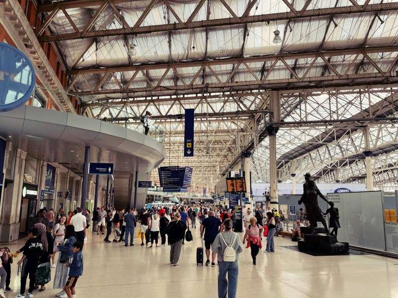 Passengers rushing through terminal