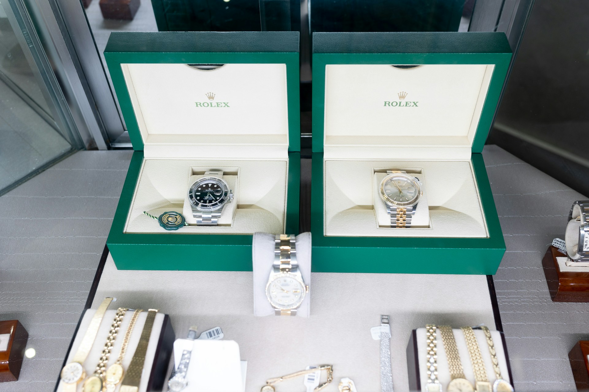 Rolex watches on display