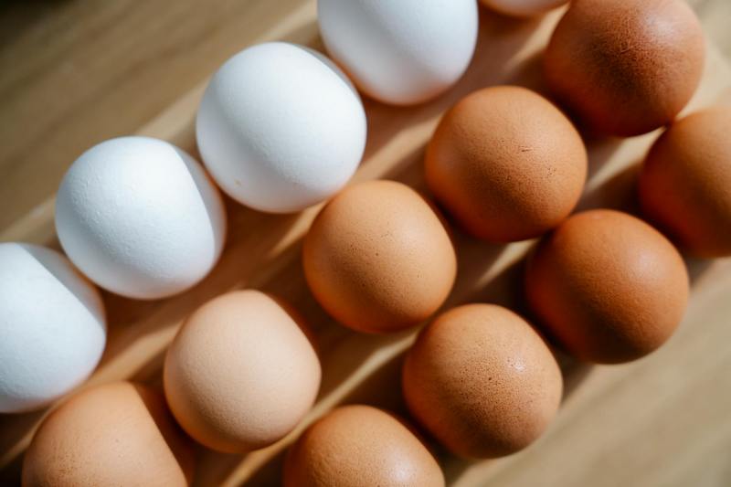 White and brown eggs