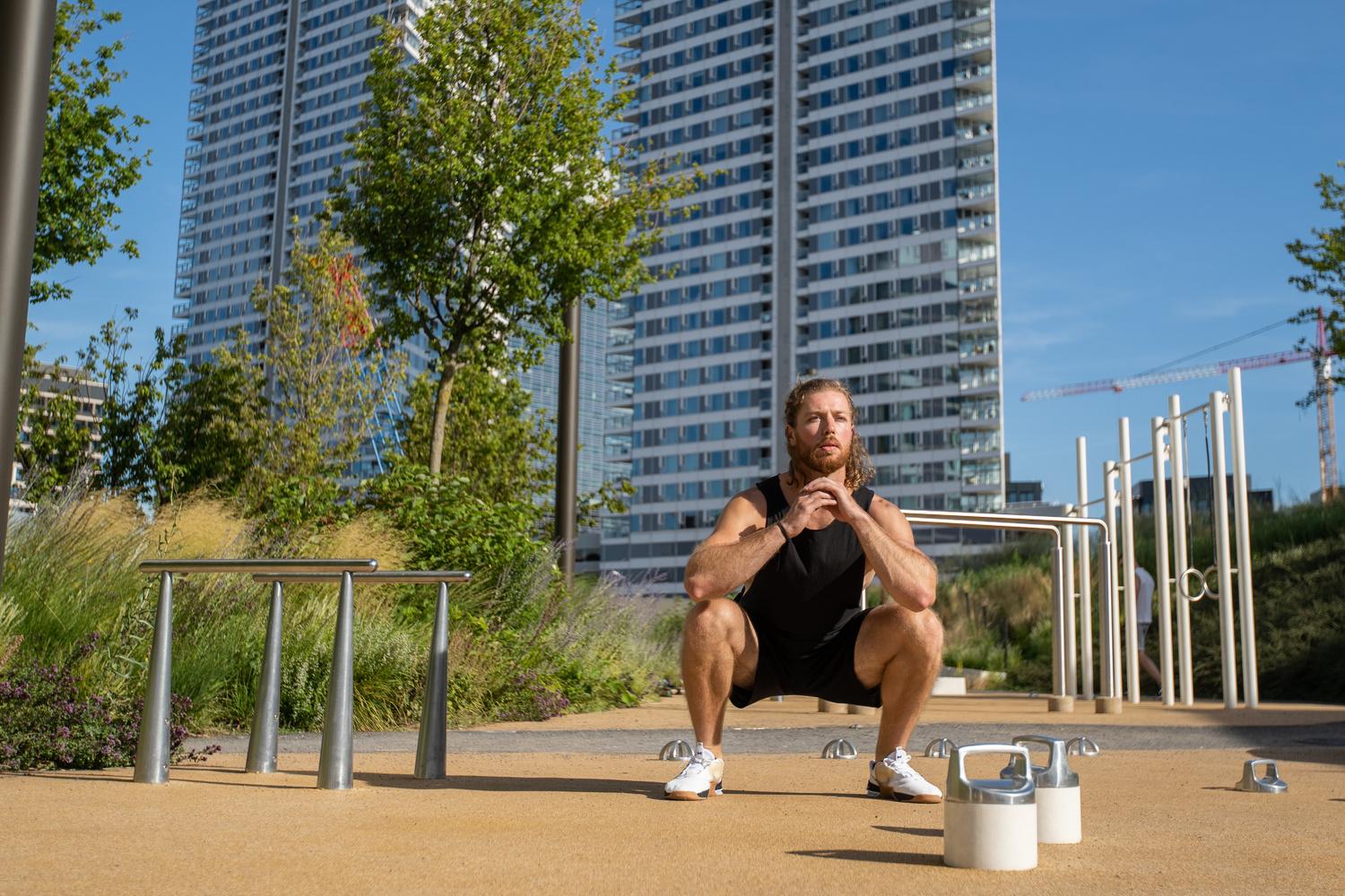 Man doing air squats