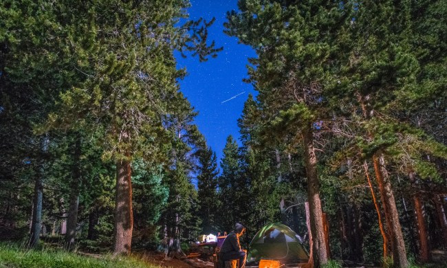 Man camping outdoors