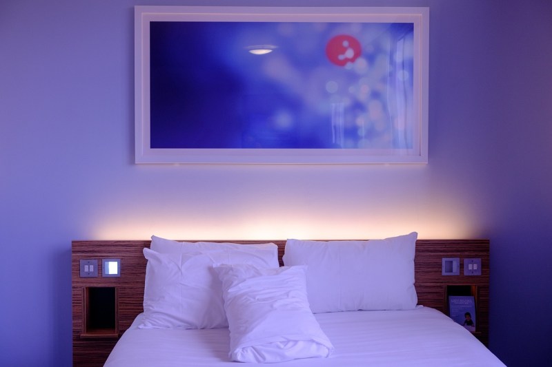Hotel room bed
