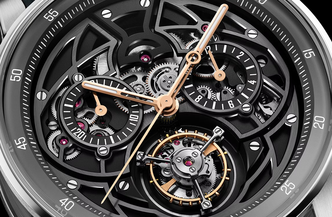 close up on dial for Code 11.59 by Audemars Piguet Selfwinding Flying Tourbillon Chronograph