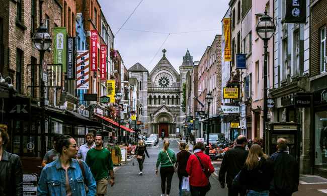 People walking on street in Dublin, Ireland