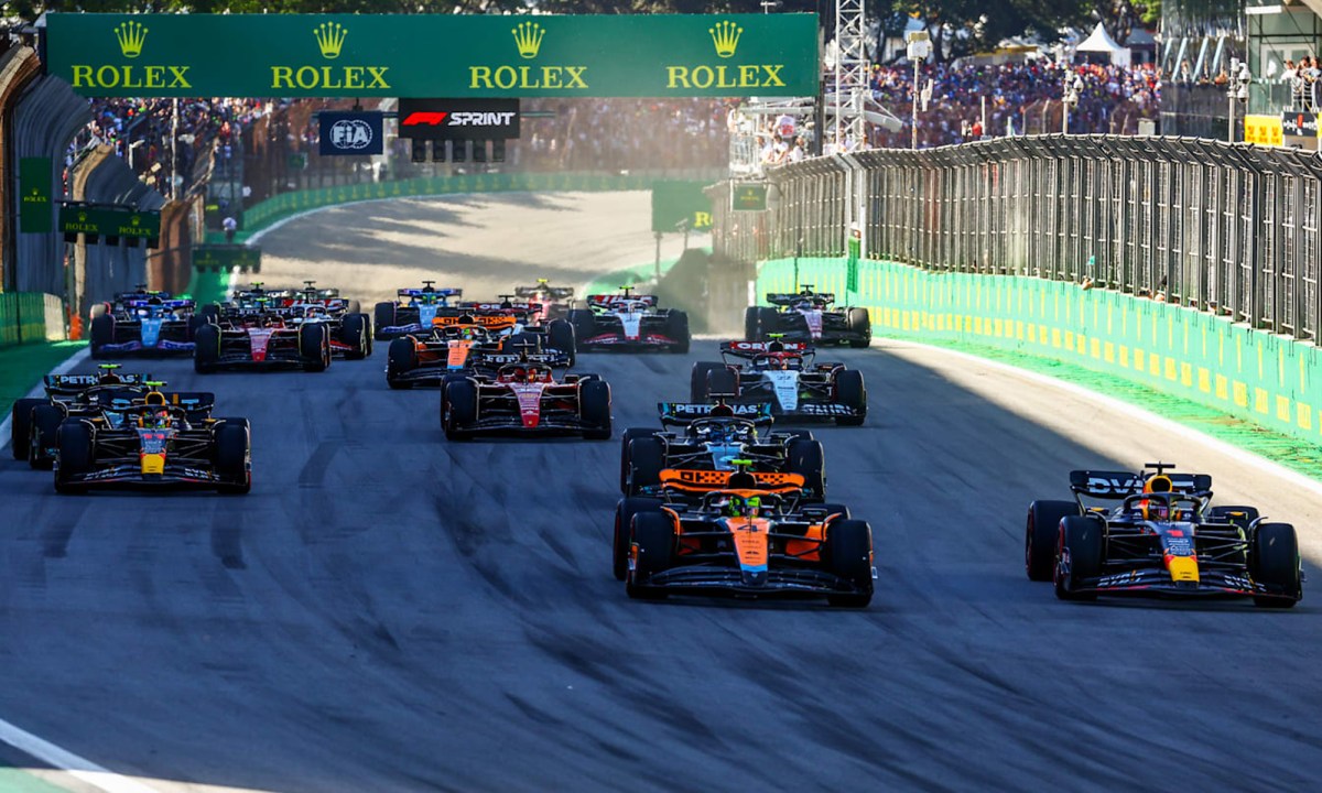 F1 racing in the 2023 Sao Paulo Grand Prix.