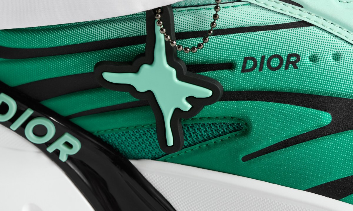 closeup on green charm on green sneaker