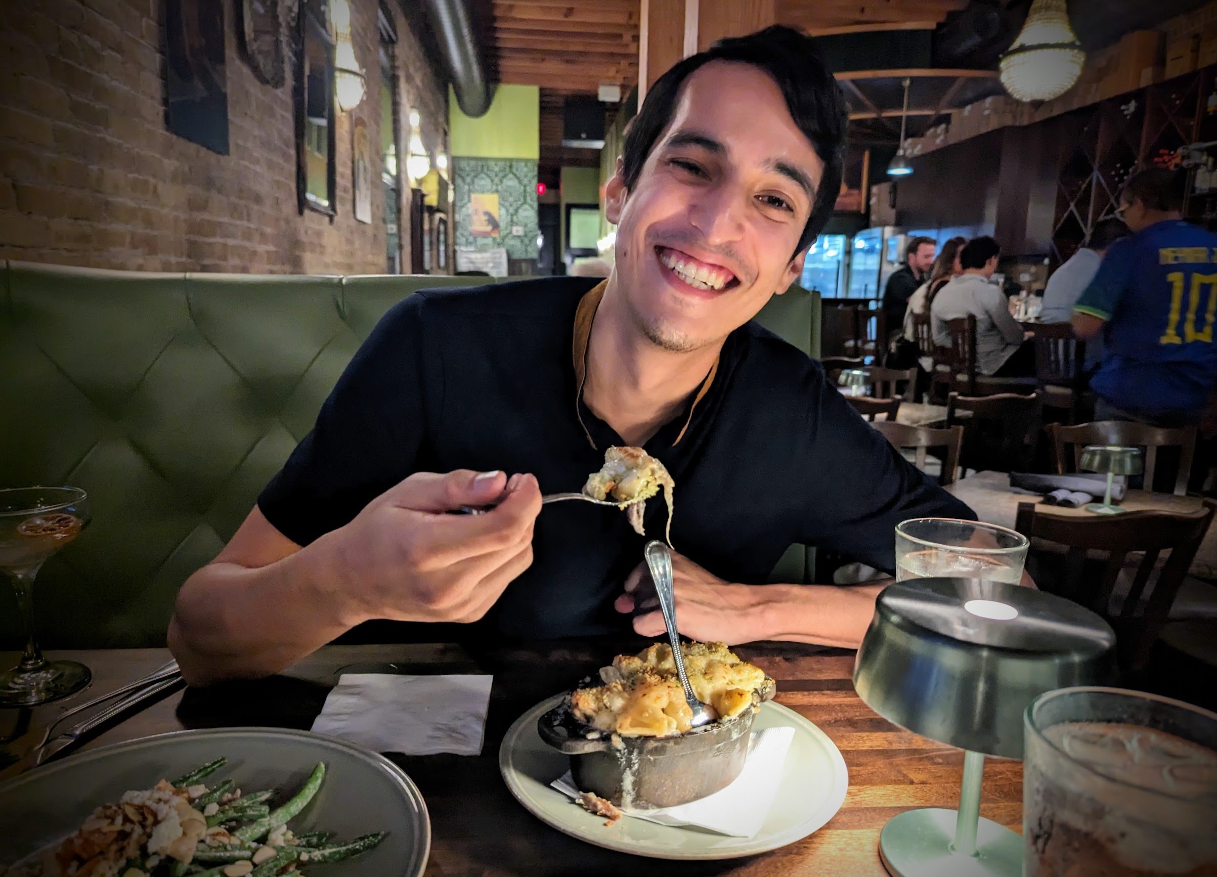 A man eating in a restaurant in Austin Texas