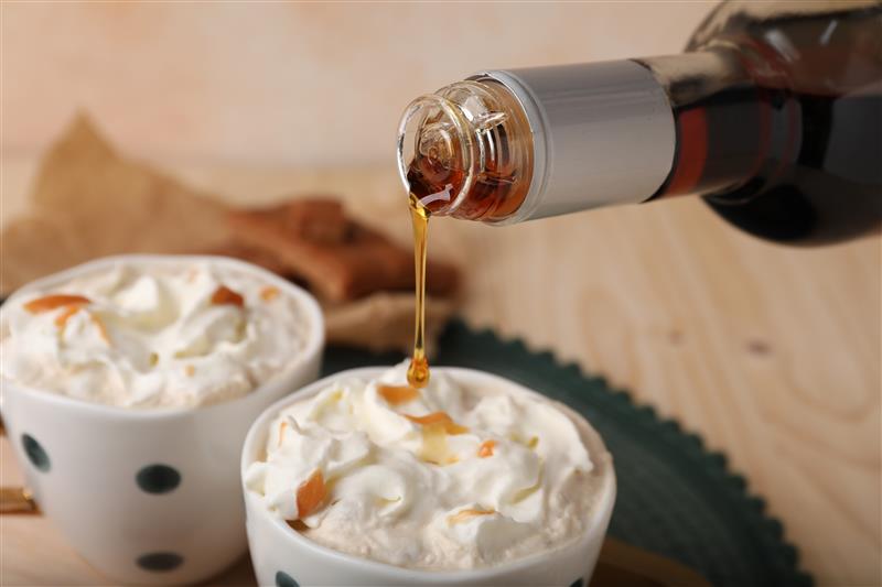 Adding coffee syrup