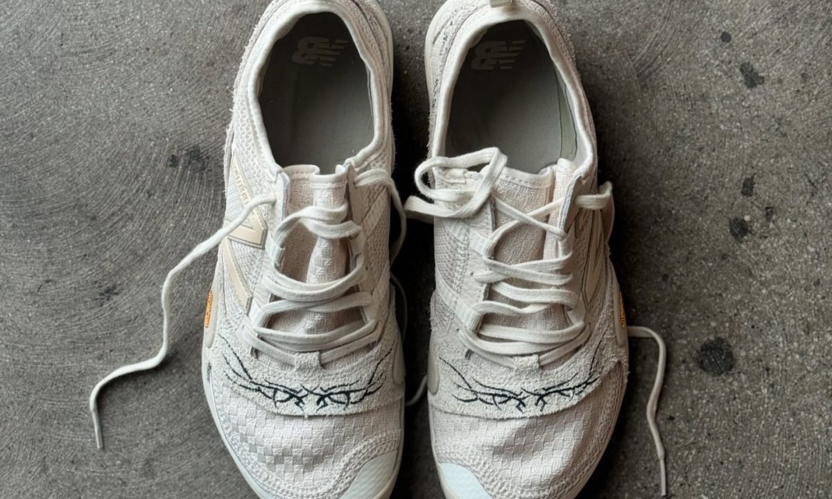 overhead view of sneakers