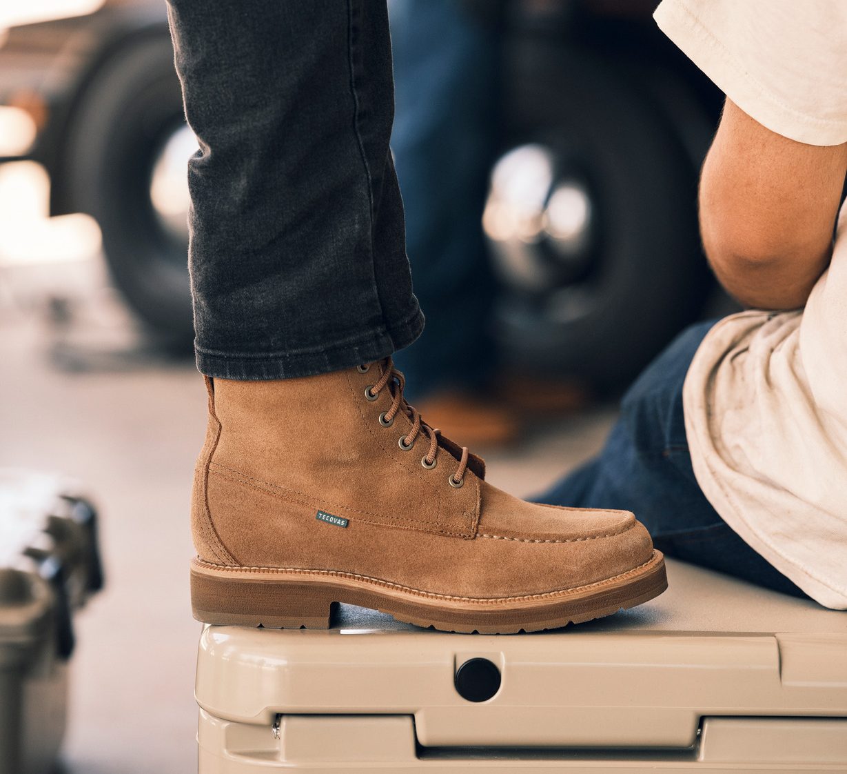 man wearing lace up boots