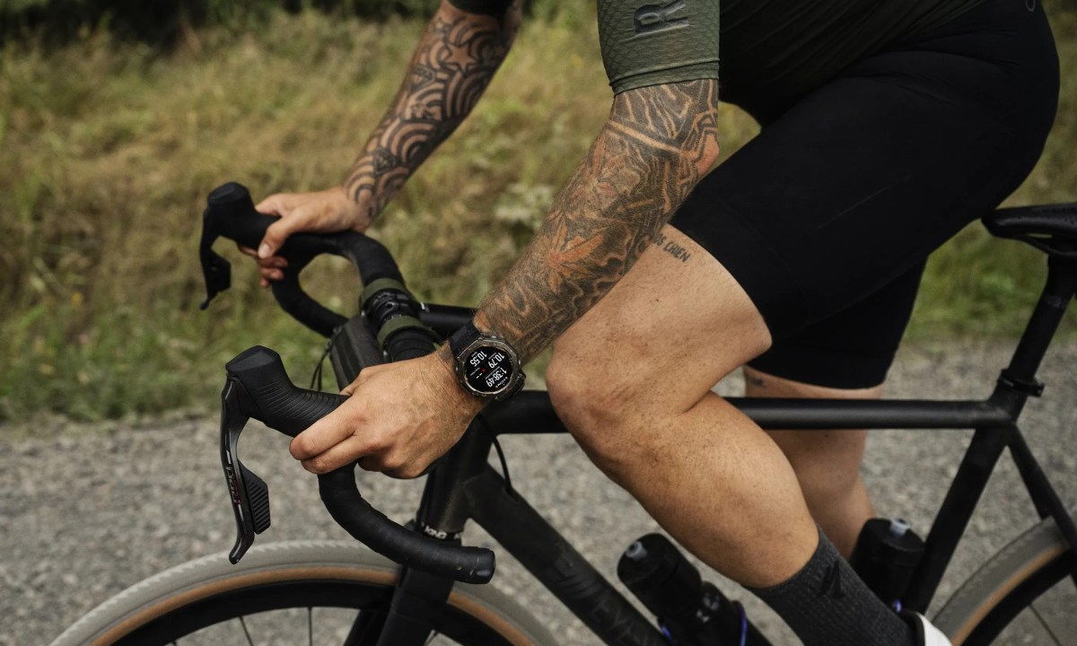 Amazfit-T-Rex-3-smartwatch-used-while-biking-on-the-trail
