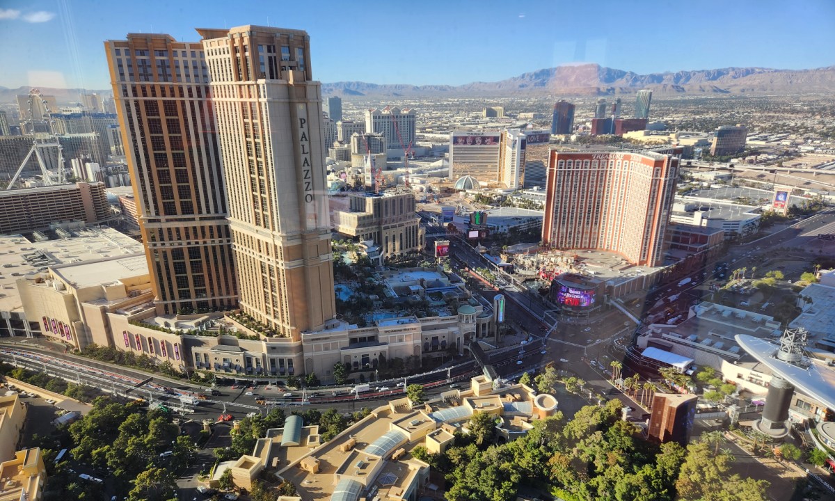 Las Vegas Grand Prix race circuit is transformed back to public use during the daytime.