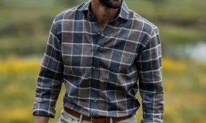 Ledbury Flannel Dress Shirt Open Collar